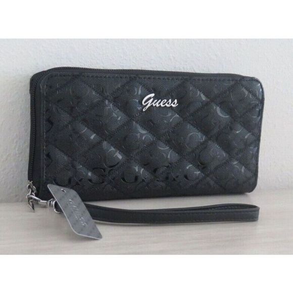 Guess FF713246 Women's Black Signature Amaryllis SLG Wristlet Clutch Zip Wallet - Picture 3 of 11
